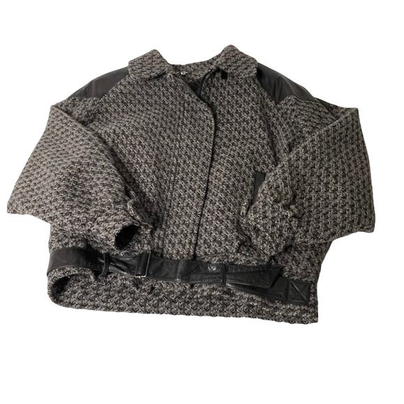 Anne-Gee Women's Size‎ 7/8 Tweed Moto Black Gray Bomber Jacket - Picture 5 of 9